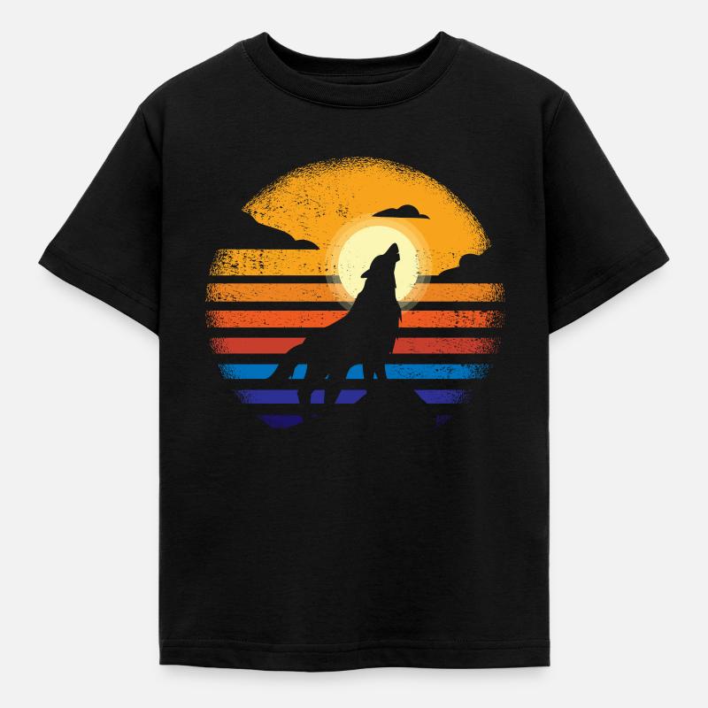 wolf - Kids' T-Shirt - black