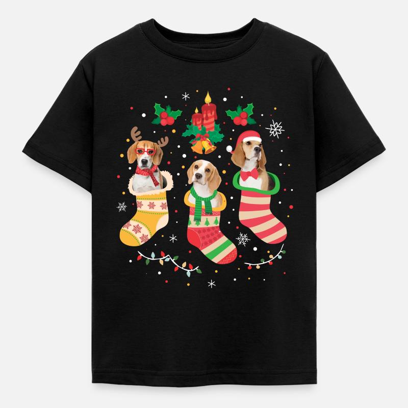Beagle Weihnachten - Kinder T-Shirt - Schwarz