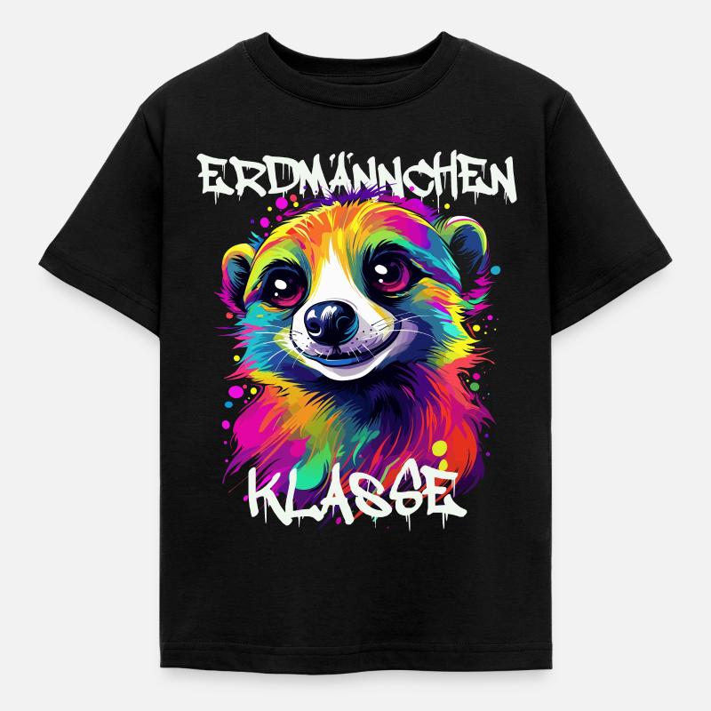 Graffiti Erdmännchenklasse Grundschule Klassentier - Kinder T-Shirt - Schwarz