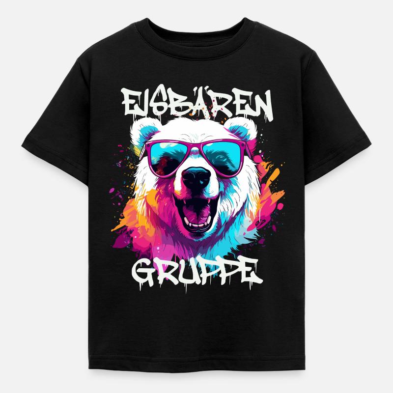 Graffiti Eisbärengruppe Kindergarten Gruppentier - Kinder T-Shirt - Schwarz