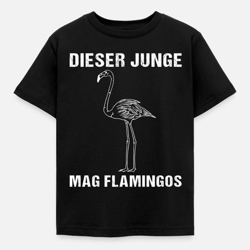 Junge & Flamingo Liebe Einzigartig Geschenk - Kinder T-Shirt - Schwarz