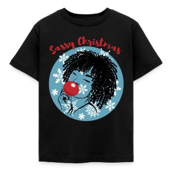 Sassy Christmas Afrolook Snowflakes - Kids' T-Shirt - black - Front - AI Model Kid Female (0cm)