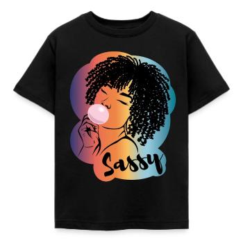 Sassy Chic with Afro Charm - Kids' T-Shirt - black - Front - AI Model Kid Female (0cm)