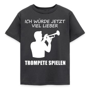 Sehnsucht Trompete – Spielwunsch - Kinder T-Shirt - Dunkelgrau - Vorne - AI Model Kid Female (0cm)