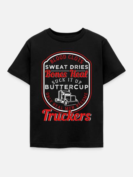 Only Real Men Become Truckers - Kinder T-Shirt - Schwarz