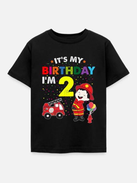 Feuerwehr Geburtstag Kinder T Shirt 2 Jahre Junge - Børne-T-shirt - sort