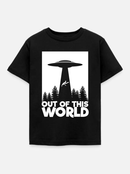 Out Of This World T-Shirt Ufo Alien Außerirdischer - Kinder T-Shirt - Schwarz
