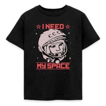 Gagarine - J'ai besoin de mon astronaute cosmonaute de l'espace - T-shirt Enfant - noir - Devant - AI Model Kid Female (0cm)