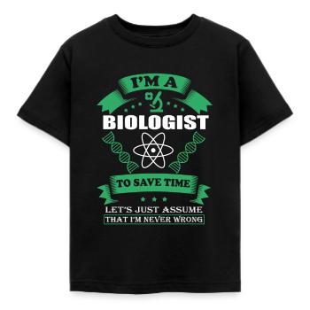 Ich bin Biologe - Kinder T-Shirt - Schwarz - Vorne - AI Model Kid Female (0cm)