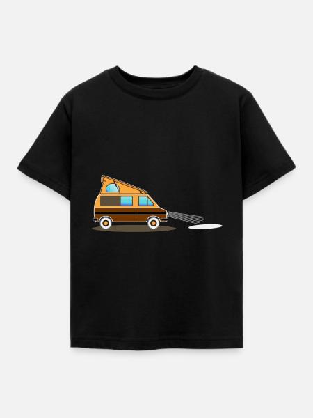 Camper Van mit Dachzelt Camping Bus - Kinder T-Shirt - Schwarz