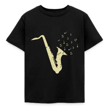 Saxophone with musical notes - Kids' T-Shirt - black - Front - AI Model Kid Female (0cm)