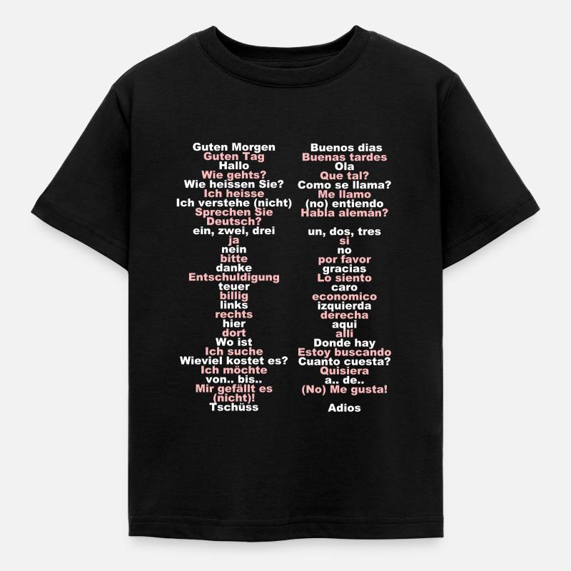 Basic vocabulary Spanish - Kids' T-Shirt - black