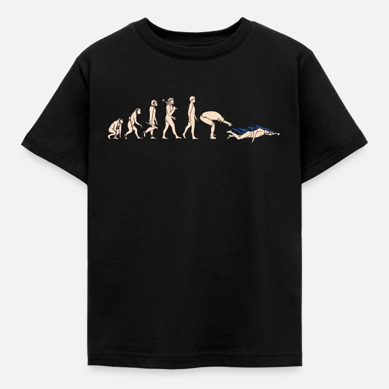 Evolution Swim from monkey to swimmer - Kids' T-Shirt - black
