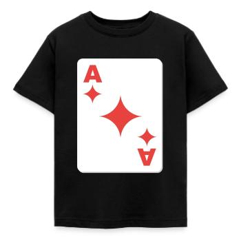 grosse Karo As Spielkarte - Kinder T-Shirt - Schwarz - Vorne - AI Model Kid Female (0cm)