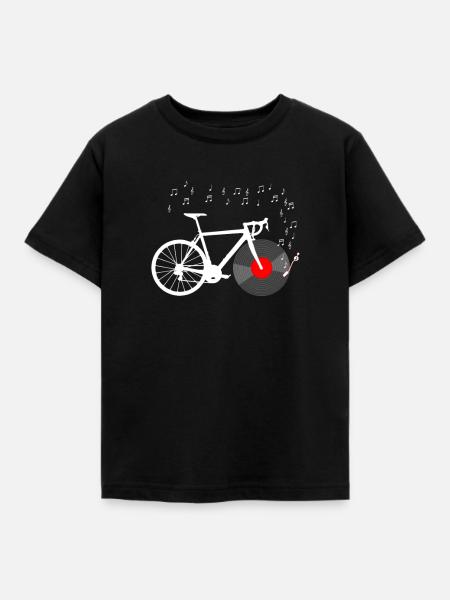 Vélo de route lecteur de disque notes de musique vélo - T-shirt Enfant - noir
