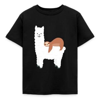 Alpaka Faultier - Kinder T-Shirt - Schwarz - Vorne - AI Model Kid Female (0cm)