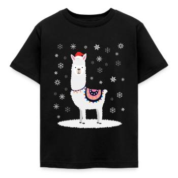 Weihnacht Alpaka Lama im Schnee - Kinder T-Shirt - Schwarz - Vorne - AI Model Kid Female (0cm)