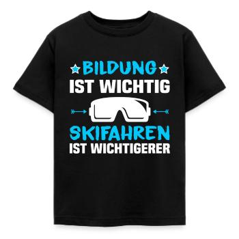 Bildung ist wichtig Skifahren ist wichtiger - Kinder T-Shirt - Schwarz - Vorne - AI Model Kid Female (0cm)