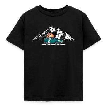 Camping Auto Autodachzelt Minicamper mit Dachzelt - Kinder T-Shirt - Schwarz - Vorne - AI Model Kid Female (0cm)