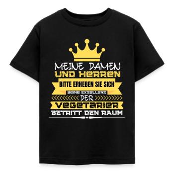 ACHTUNG VEGETARIER KOMMT! VEGETARIER SPRUCH - Kinder T-Shirt - Schwarz - Vorne - AI Model Kid Female (0cm)