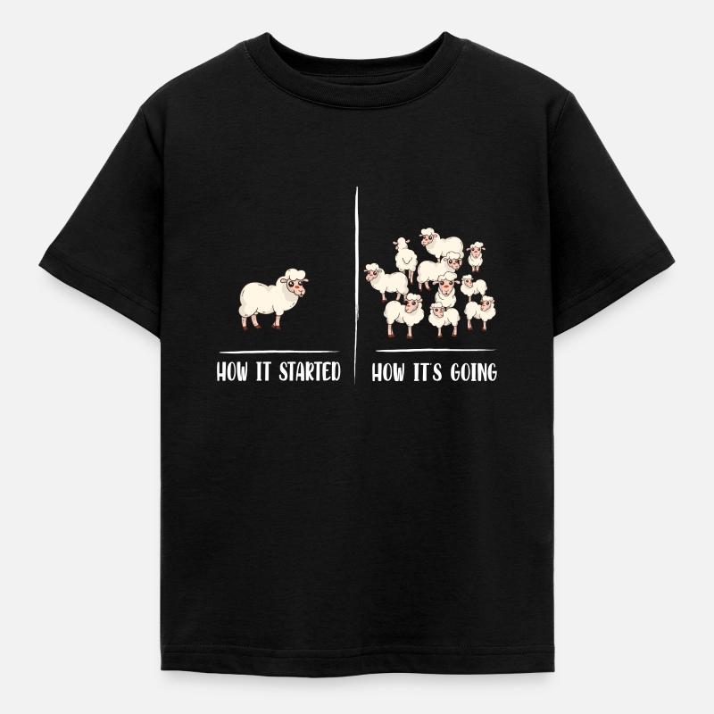 Ein Schaf viele Schafe - Kinder T-Shirt - Schwarz