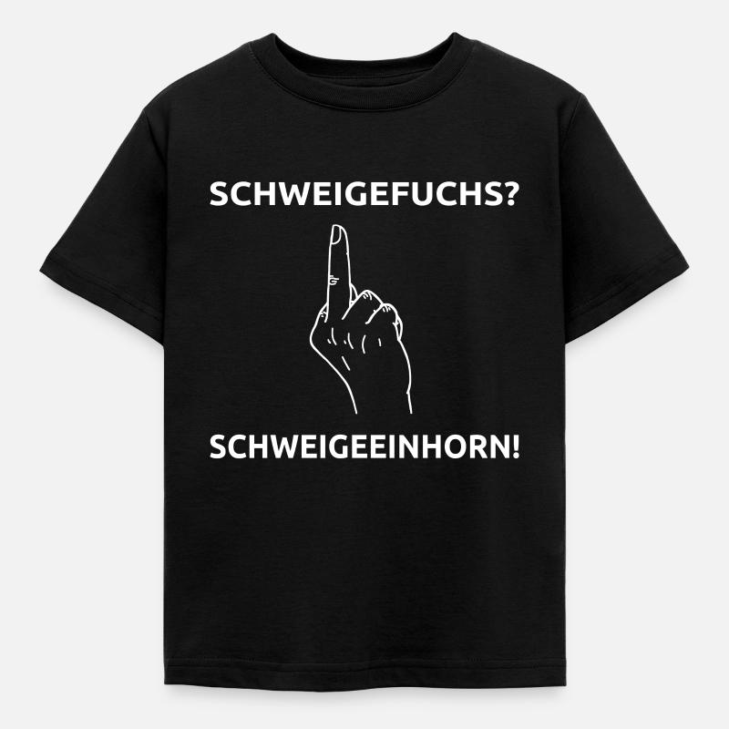 Schweigefuchs Schweigeeinhorn Mittelinger Geschenk - Kinder T-Shirt - Schwarz