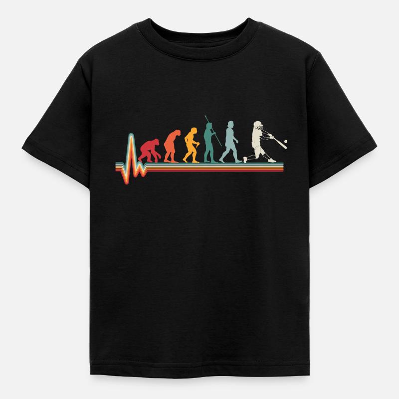 Evolution Herzschlag Baseball Softball Geschenk - Kinder T-Shirt - Schwarz