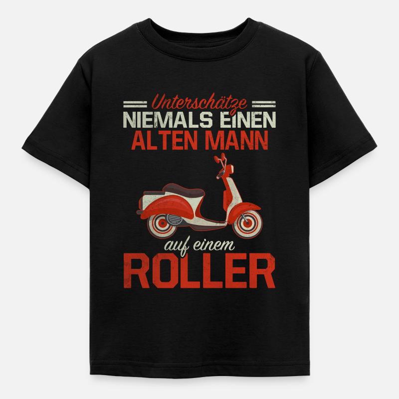 Unterschätze Niemals Alten Mann Roller Rollerfahrt - Kinder T-Shirt - Schwarz