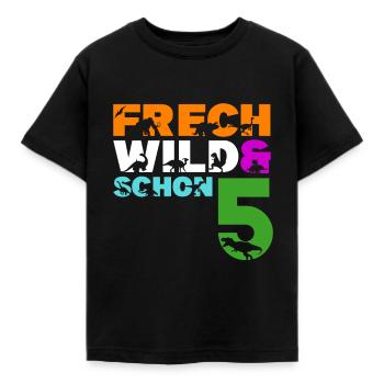Frech Wild & schon 5 - 5. Geburtstag 5 Jahre alt - Kinder T-Shirt - Schwarz - Vorne - AI Model Kid Female (0cm)
