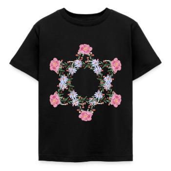 Jüdischer Davidstern Blumen - Kinder T-Shirt - Schwarz - Vorne - AI Model Kid Female (0cm)
