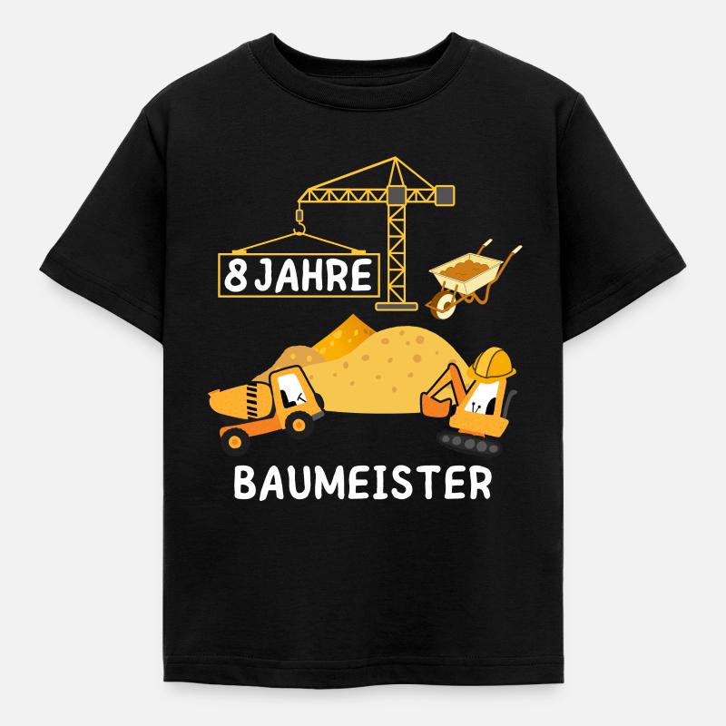 8. Geburtstag Baumeister - Kinder T-Shirt - Schwarz