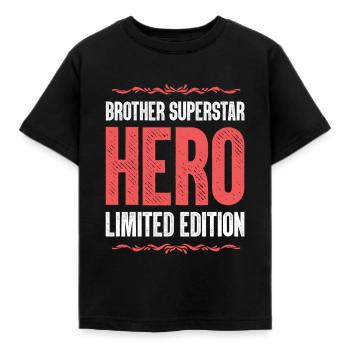 Bester Bruder Held Spruch - Kinder T-Shirt - Schwarz - Vorne - AI Model Kid Female (0cm)