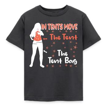 in tents move the tent bag the tent - Kids' T-Shirt - dark grey - Front - AI Model Kid Female (0cm)