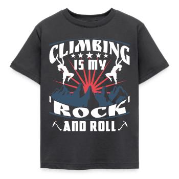 Climbing is my 'rock' and roll - Kids' T-Shirt - dark grey - Front - AI Model Kid Female (0cm)