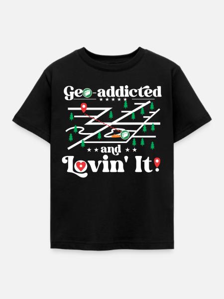Geo-süchtig und liebend! - Kinder T-Shirt - Schwarz