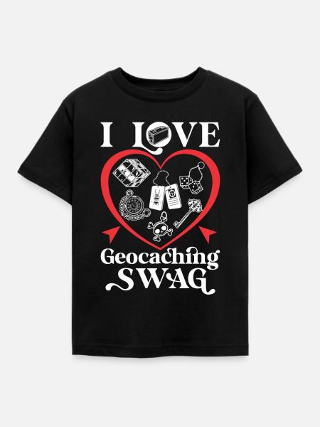 Ich liebe Geocaching Swag - Kinder T-Shirt - Schwarz