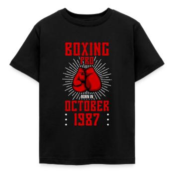 Boxer geboren 1987 Oktober - Boxen - Kinder T-Shirt - Schwarz - Vorne - AI Model Kid Female (0cm)