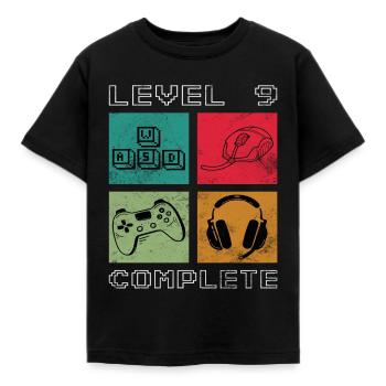 Level 9 Complete 9 Geburtstag Junge Mädchen - Kinder T-Shirt - Schwarz - Vorne - AI Model Kid Female (0cm)