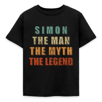 Simon Nom Prénom Anniversaire - T-shirt Enfant - noir - Devant - AI Model Kid Female (0cm)