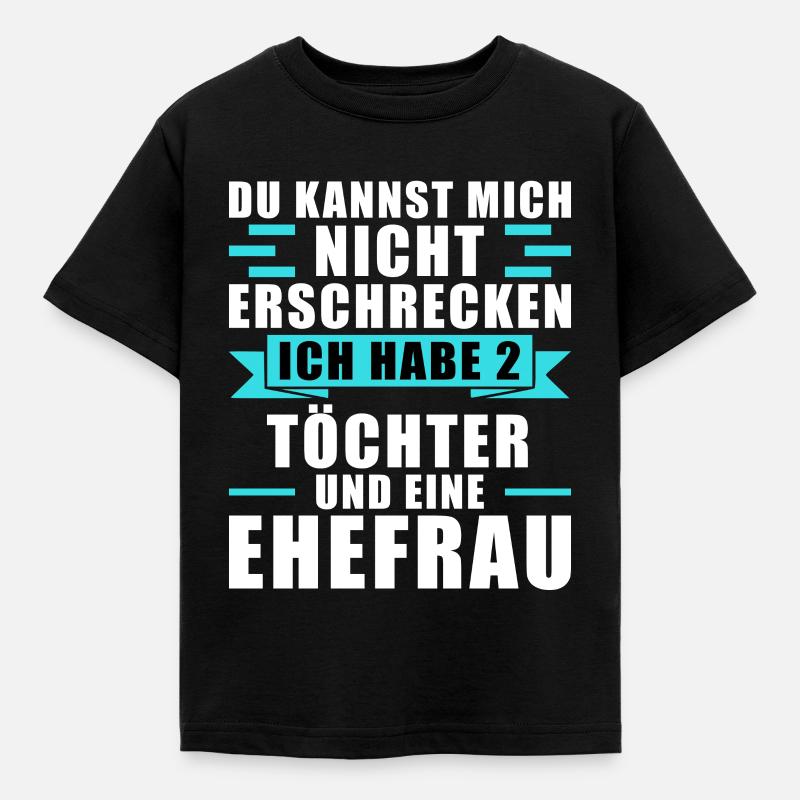 Papa 2 Töchter Papa von 2 Töchtern Geschenk - Kinder T-Shirt - Schwarz