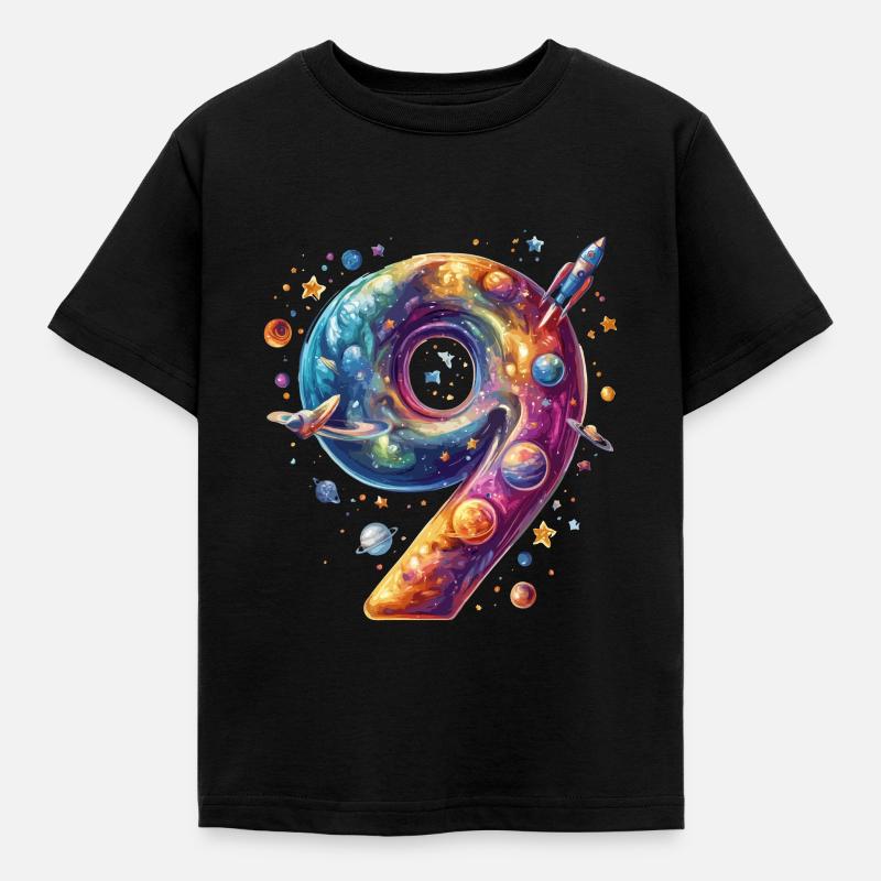 9. Geburtstag Weltraum - Kinder T-Shirt - Schwarz