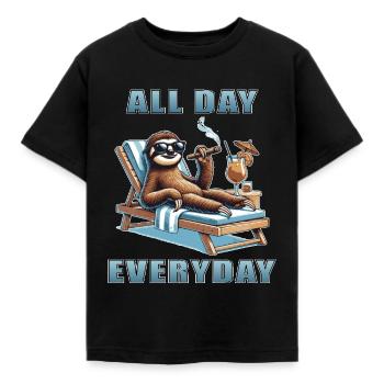 Drôle paresseux paresse relaxant lève-tard - T-shirt Enfant - noir - Devant - AI Model Kid Female (0cm)