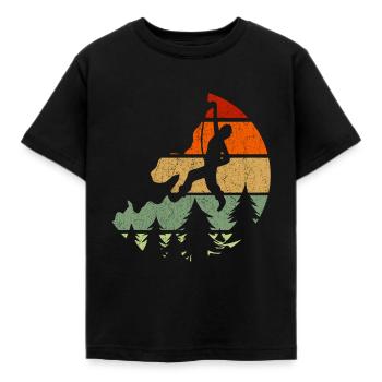 Freizeit Boulder Retro Klettershirt Sportklettern - Kinder T-Shirt - Schwarz - Vorne - AI Model Kid Female (0cm)