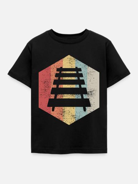 Zug Eisenbahn Gleise - Kinder T-Shirt - Schwarz