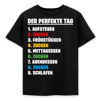 Der Perfekte Tag vom Gamer Gaming Zocker Lustig - Kinder T-Shirt - Schwarz - Vorne - AI Model Kid Female (0cm)