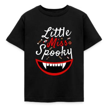 Little Miss Spooky - Halloween-pompoen vampier tanden - Kinderen T-shirt - zwart - Voor - AI Model Kid Female (0cm)