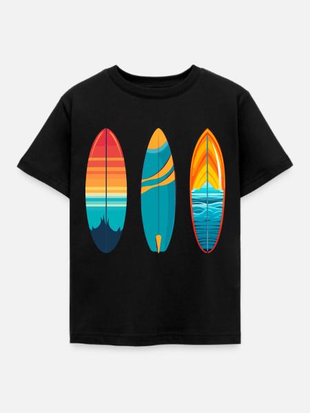 Surfbrett - Kinder T-Shirt - Schwarz
