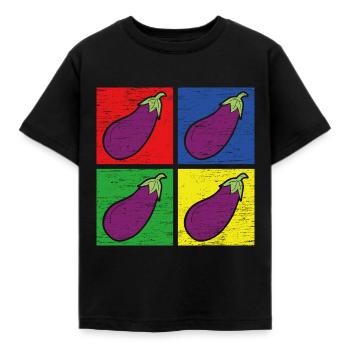 Aubergine - T-shirt Enfant - noir - Devant - AI Model Kid Female (0cm)