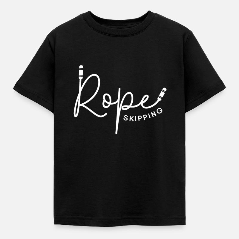 Seilspringen Rope Skipping Geschenkidee Sportlich - Kinder T-Shirt - Schwarz