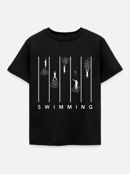Schwimmbahnen Swimming Geschenkidee Schwimmsport - Kinder T-Shirt - Schwarz